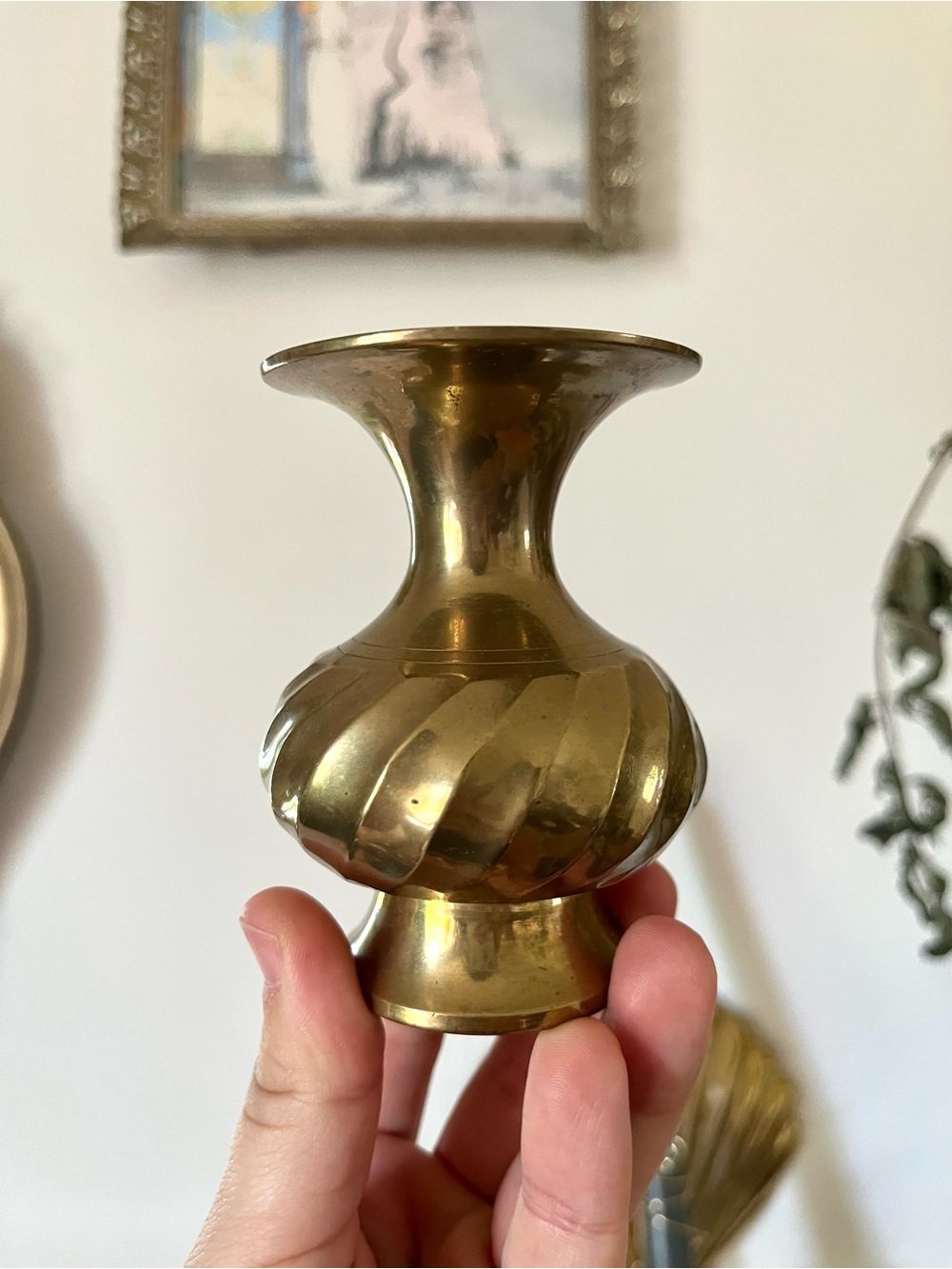 Vintage Mini Brass Vase 3.5”